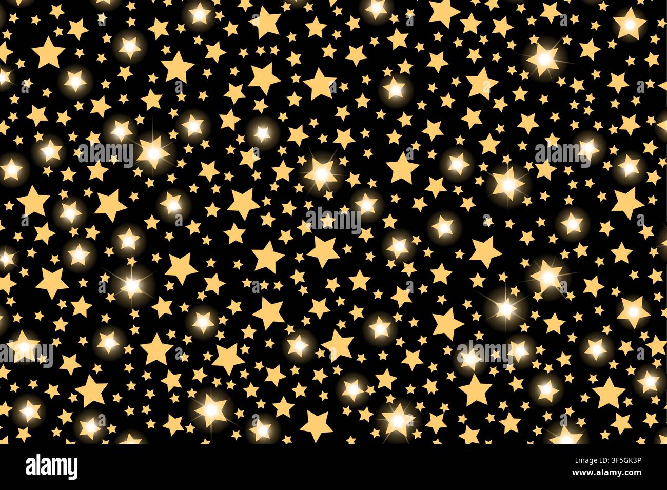 Abstract golden starfall effect pattern isolated on black background. Vector illustration Stock Vector