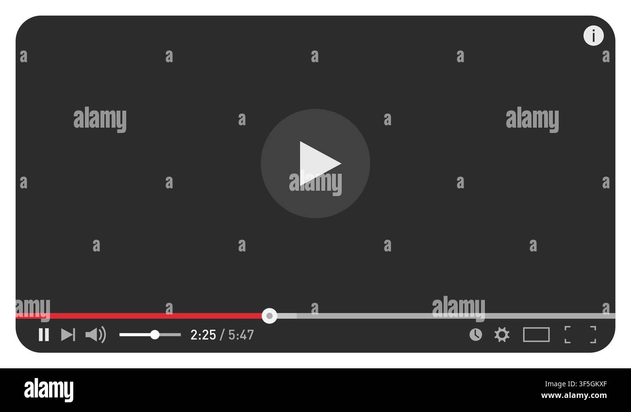 Modern black video player design template for web and mobile apps flat style. Vector illustration Stock Vector