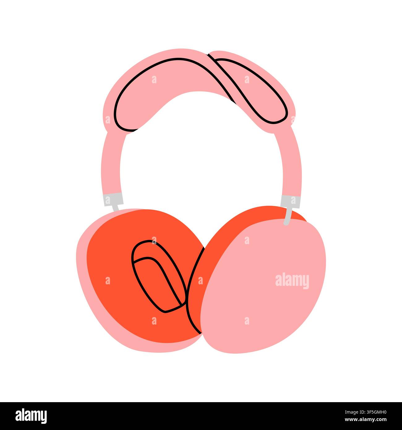 Cute pink wireless over ear headphones Stock Vector