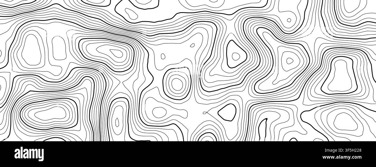 Line map mountain for contour topography texture and topographic vector pattern. Background ocean cartography for relief trail abstract and terrain to Stock Vector