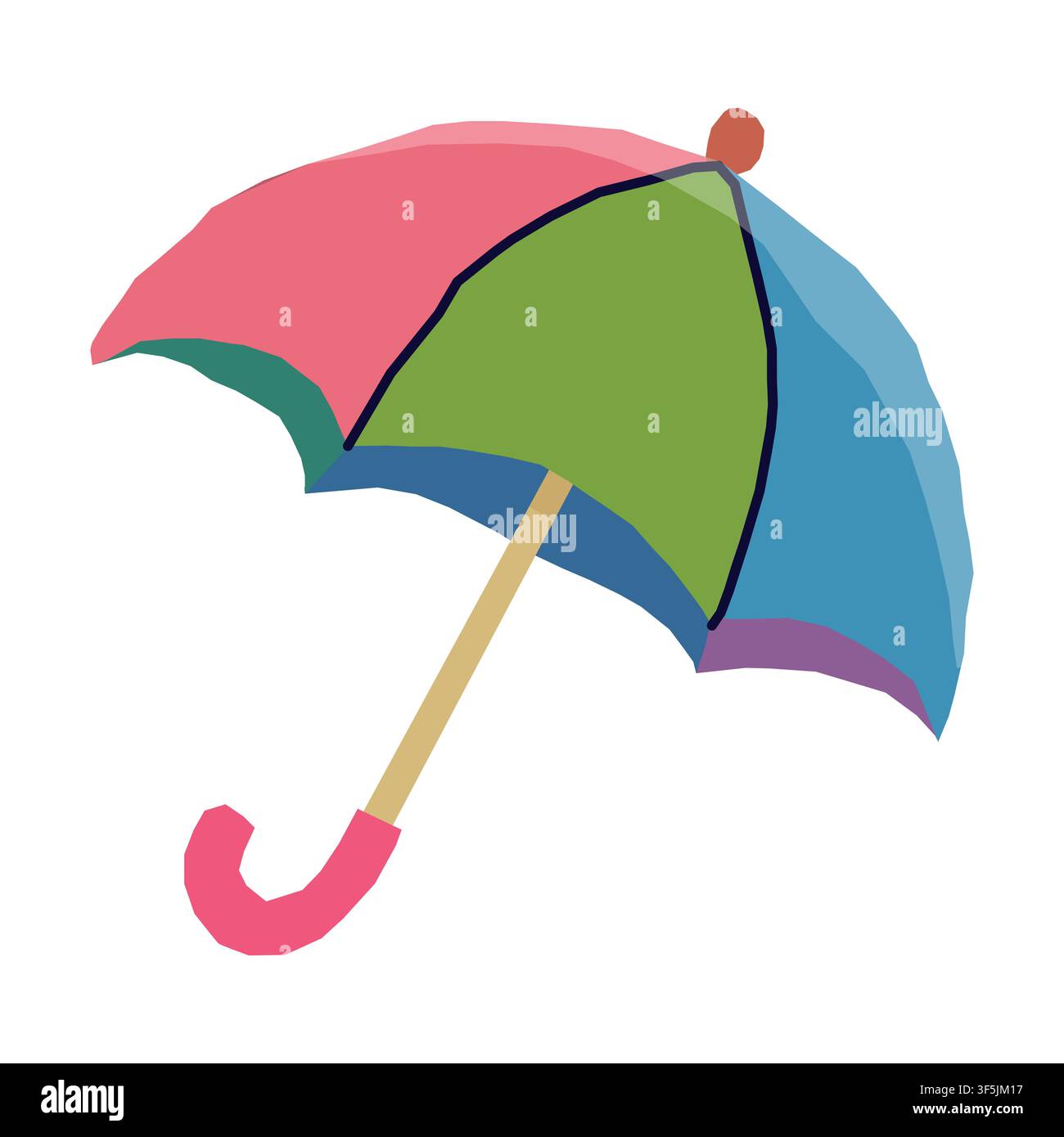 Cute colorful umbrella cartoon vector illustration isolated on white background Stock Vector