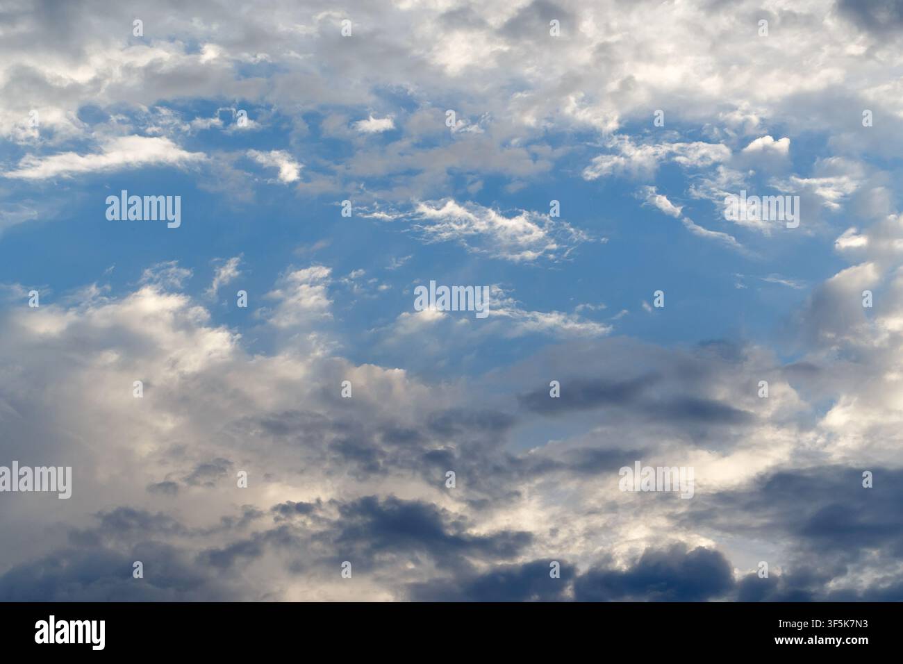 Blue sky clouds background.Beautiful landscape with evening clouds Stock Photo