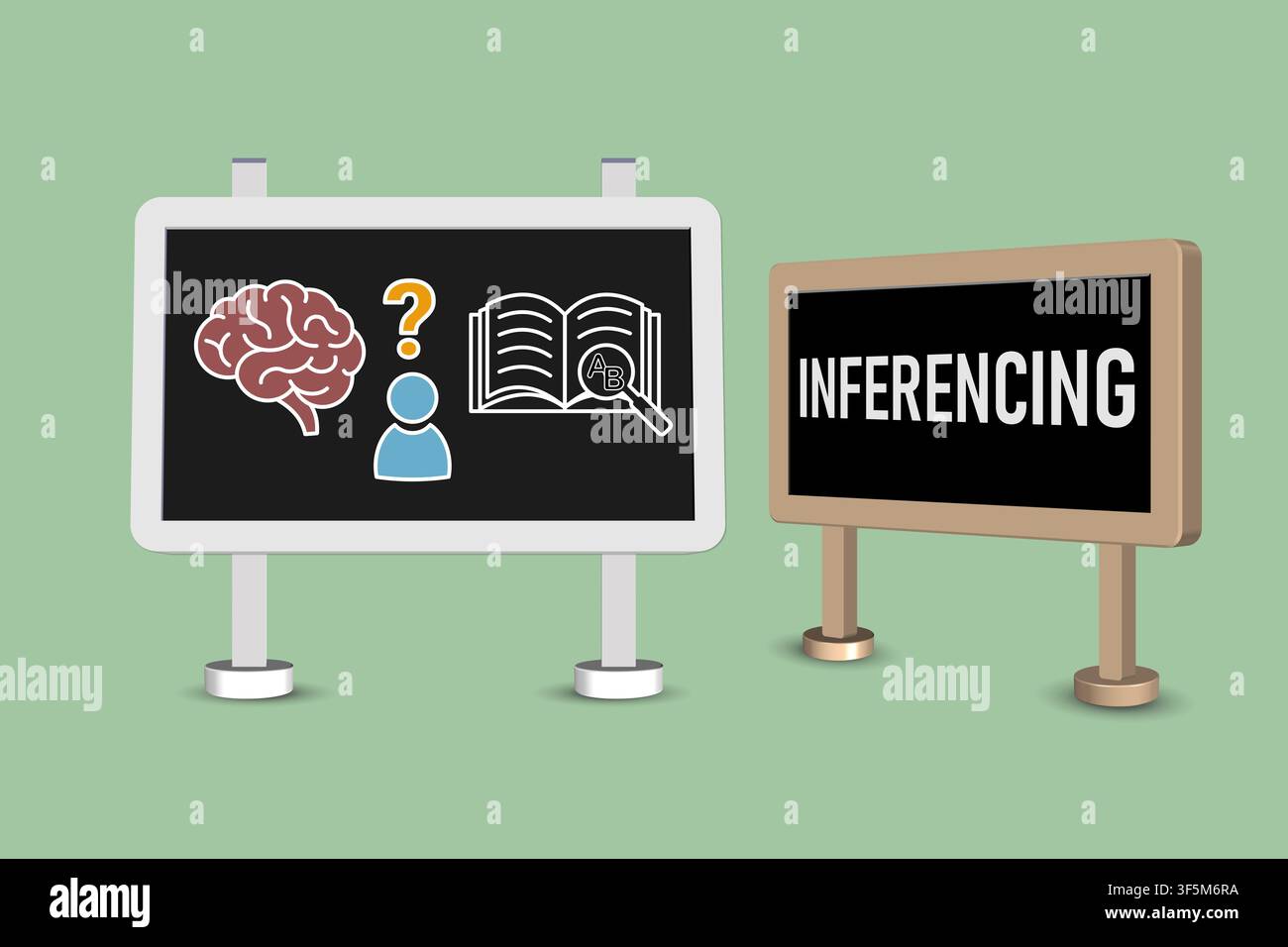 Displaying symbols for inferencing, knowledge, and problem solving on blackboards Stock Photo