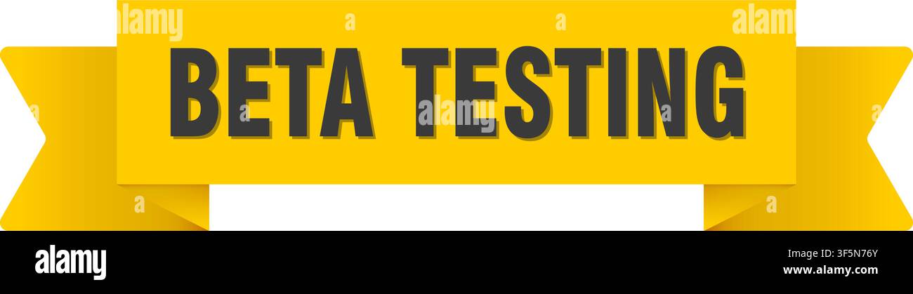 beta testing ribbon. beta testing yellow ribbon isolated on transparent background Stock Vector