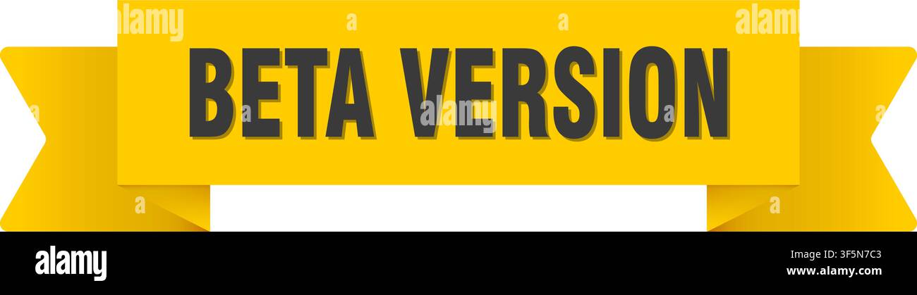 beta version ribbon. beta version yellow ribbon isolated on transparent background Stock Vector