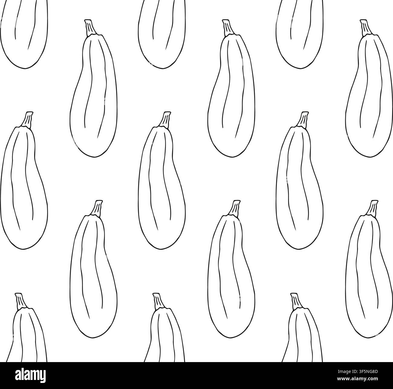 Vector seamless pattern of hand drawn zucchini Stock Vector
