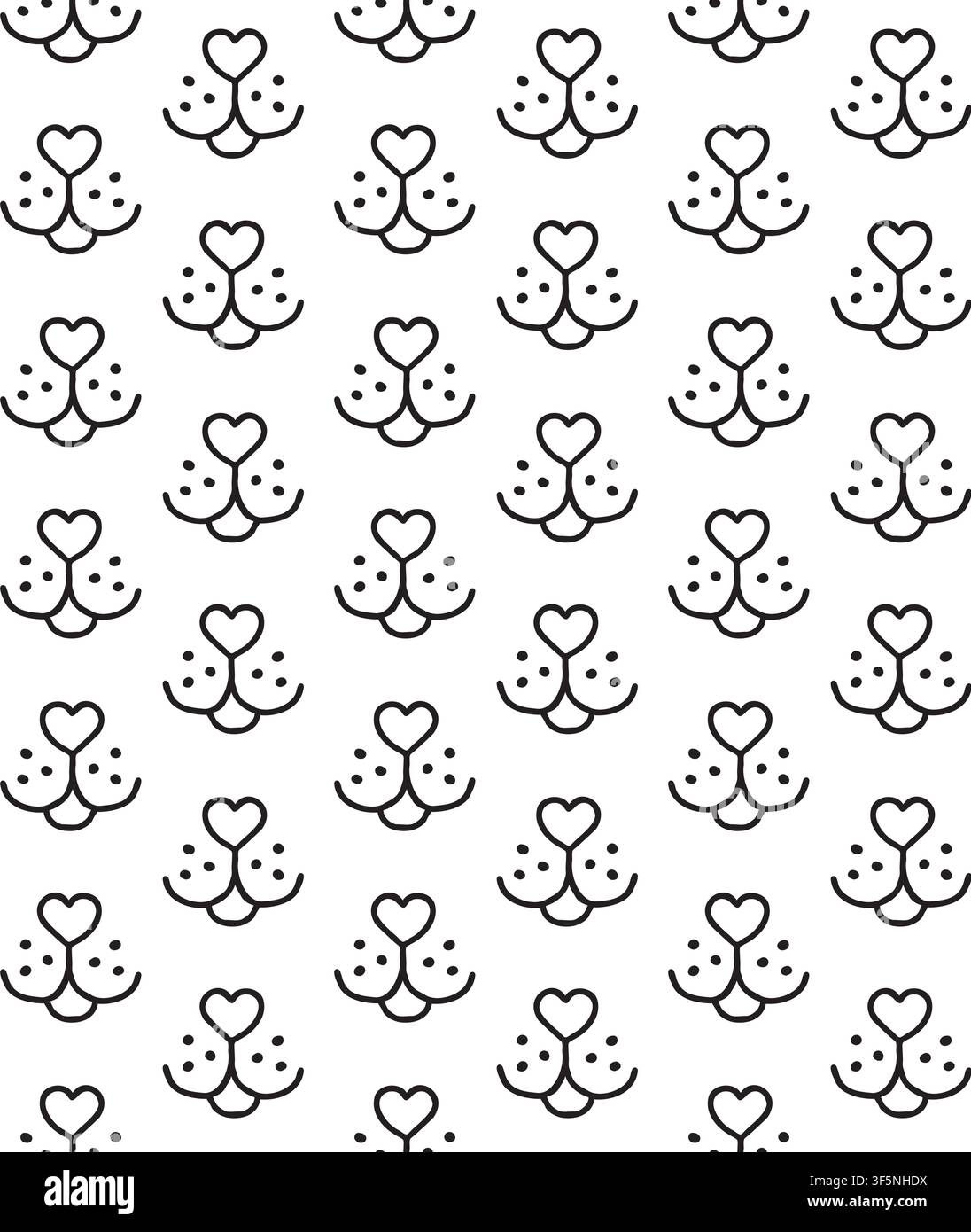 Vector seamless pattern of hand drawn dog nose Stock Vector