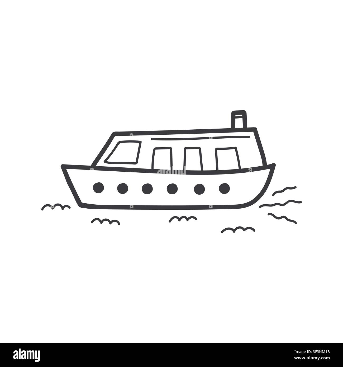Small boat, line art illustration Stock Vector