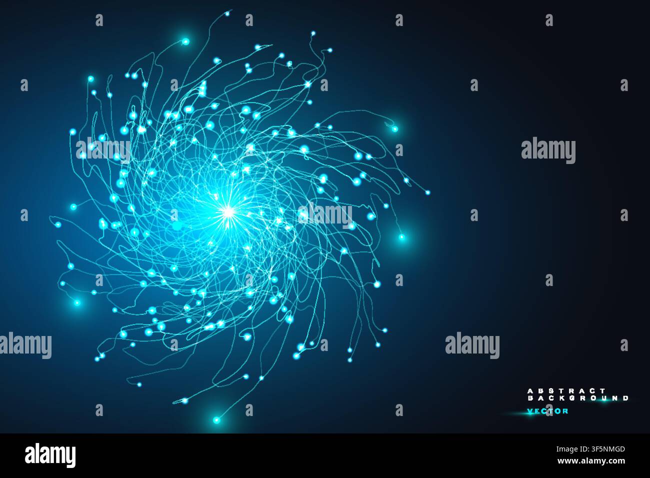 Abstract network explosion background with blue glowing particle burst, futuristic connection banner template Stock Vector