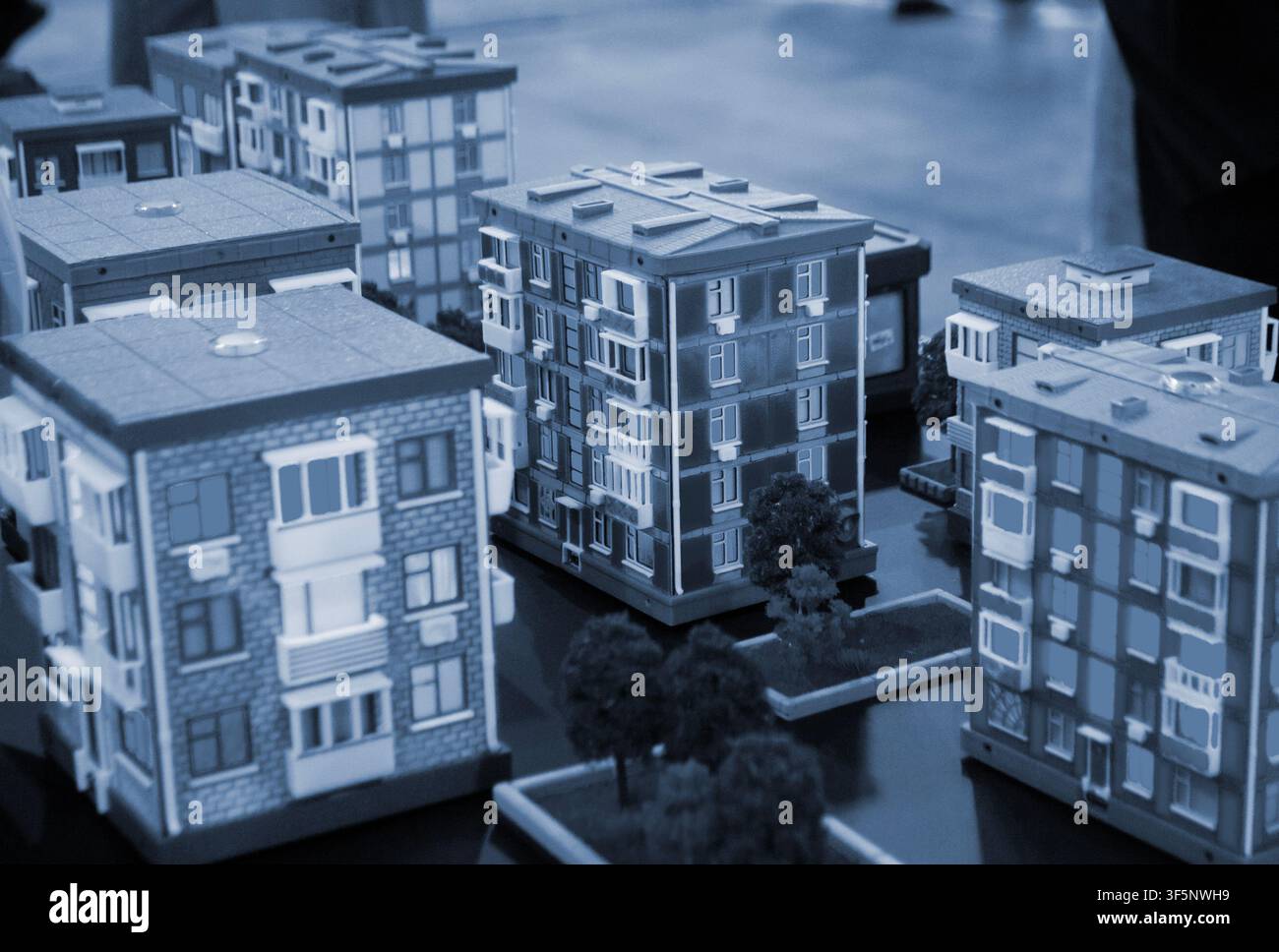 Art models buildings printed on 3D printer. Different objects created on 3D printer from molten plastic. 3D printed different objects. Modern new modern additive progressive technologies. 3D printing Stock Photo
