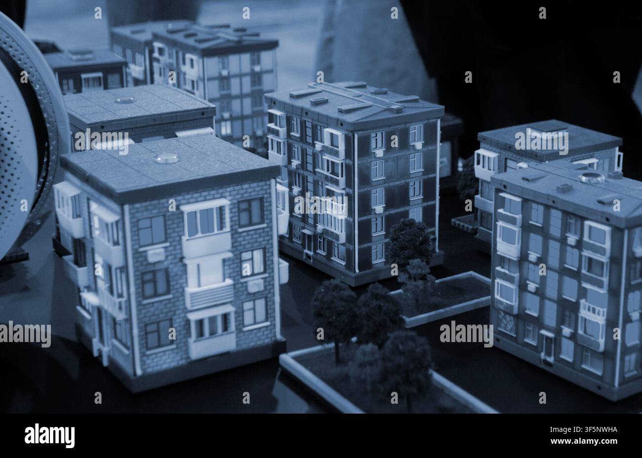 Art models buildings printed on 3D printer. Different objects created on 3D printer from molten plastic. 3D printed different objects. Modern new modern additive progressive technologies. 3D printing Stock Photo