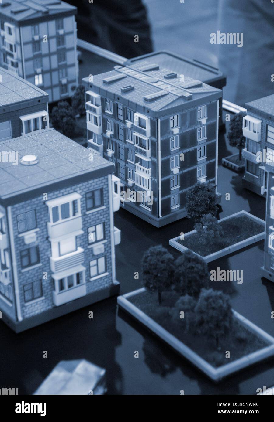 Art models buildings printed on 3D printer. Different objects created on 3D printer from molten plastic. 3D printed different objects. Modern new modern additive progressive technologies. 3D printing Stock Photo