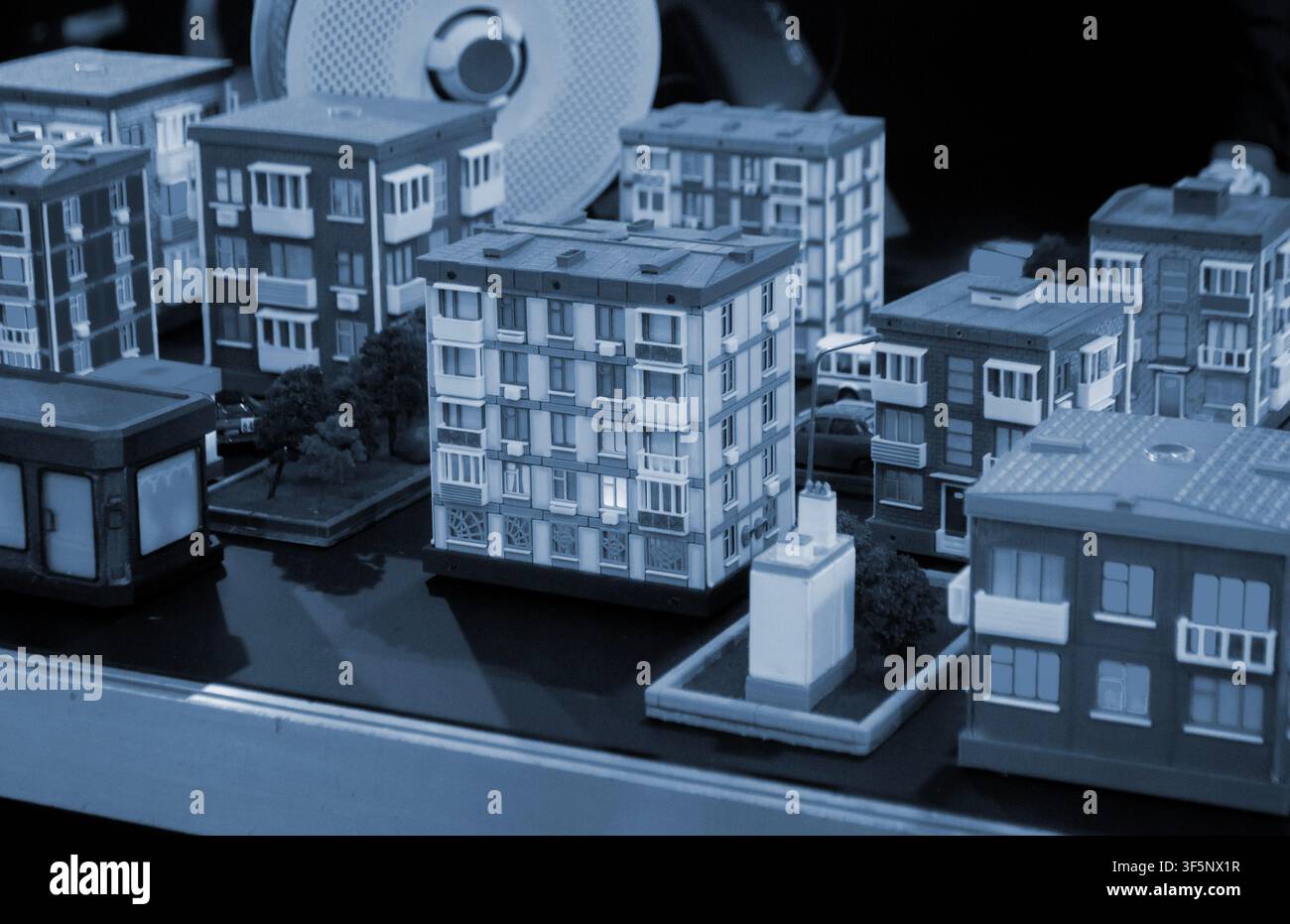 Art models buildings printed on 3D printer. Different objects created on 3D printer from molten plastic. 3D printed different objects. Modern new modern additive progressive technologies. 3D printing Stock Photo