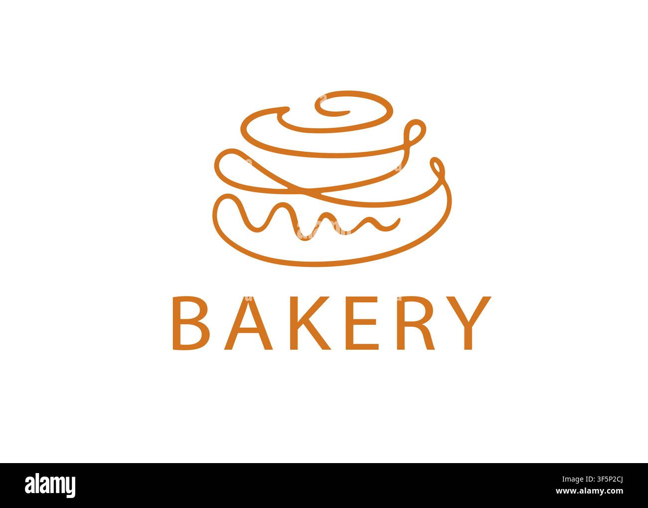 Minimal bakery outline logo with cinnamon roll Stock Vector