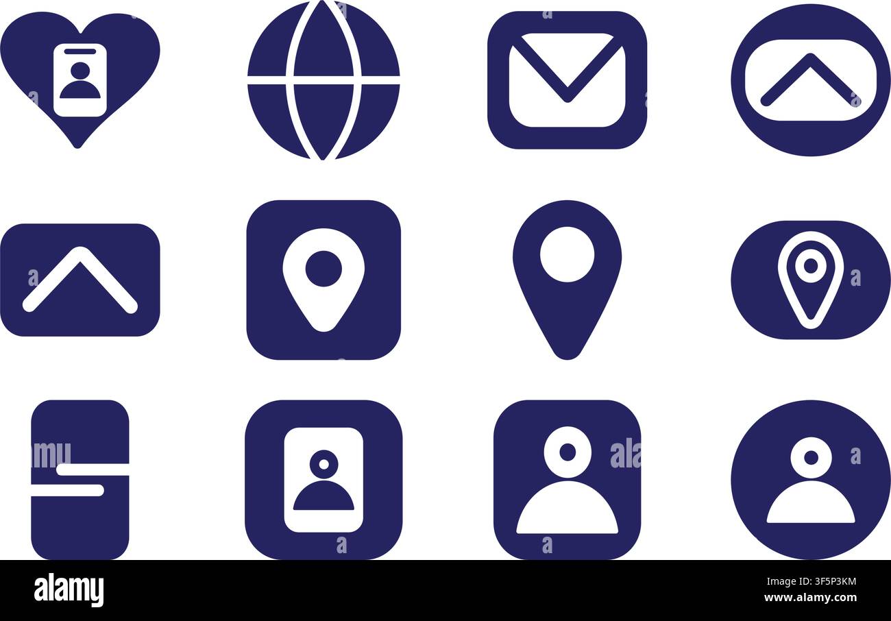 Communication flat icon set with editable stroke for social interface design Stock Vector