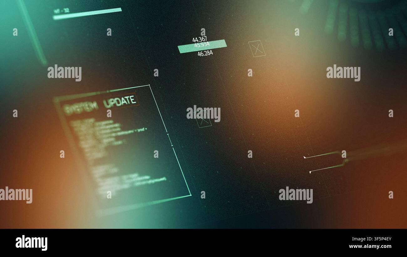 Facial recognition system update shown on a digital screen during a surveillance operation Stock Photo