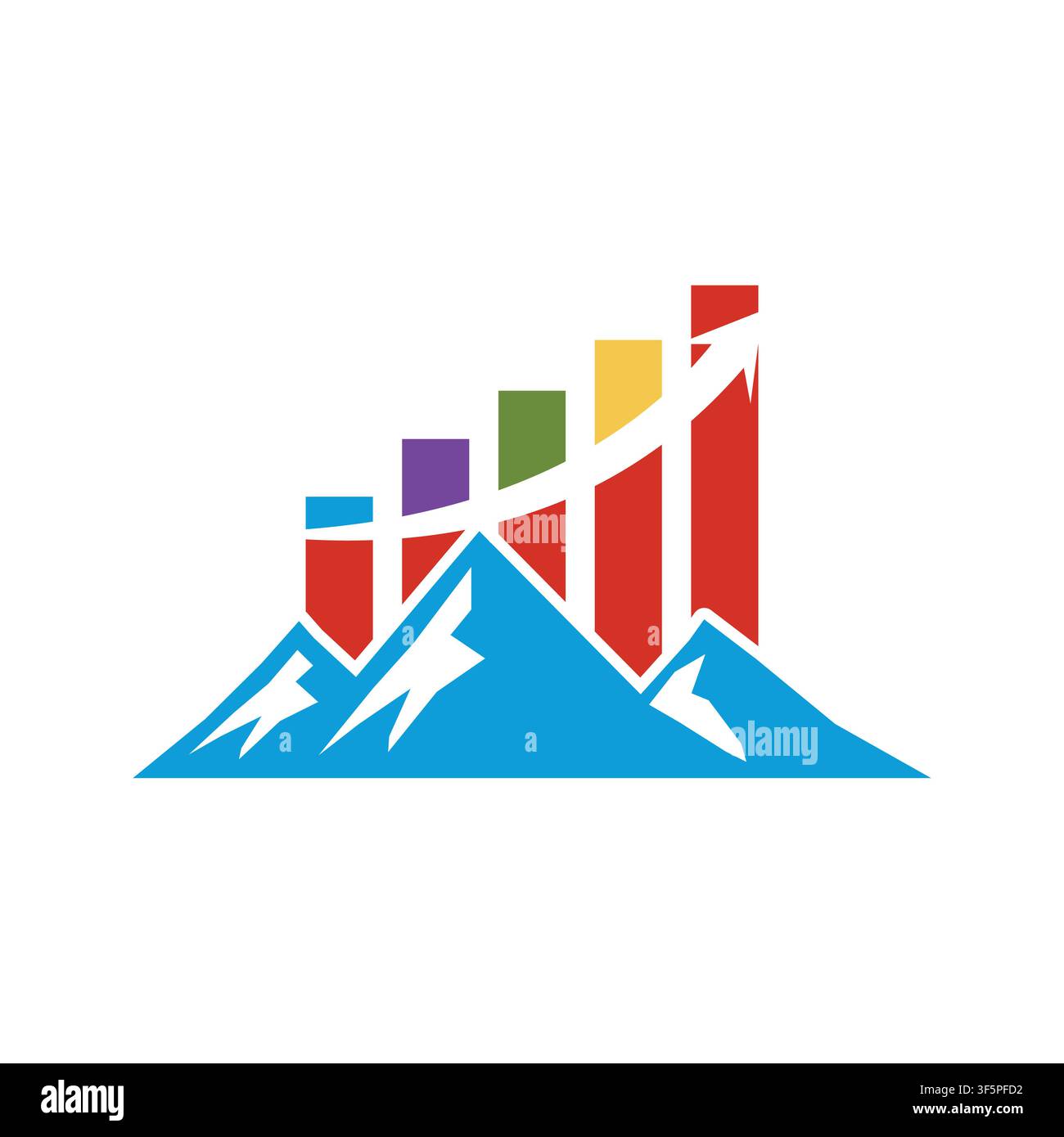 Modern mountain statistics symbol representing analytics, performance, growth, data visualization, reporting, dashboard metrics, business intelligence Stock Vector