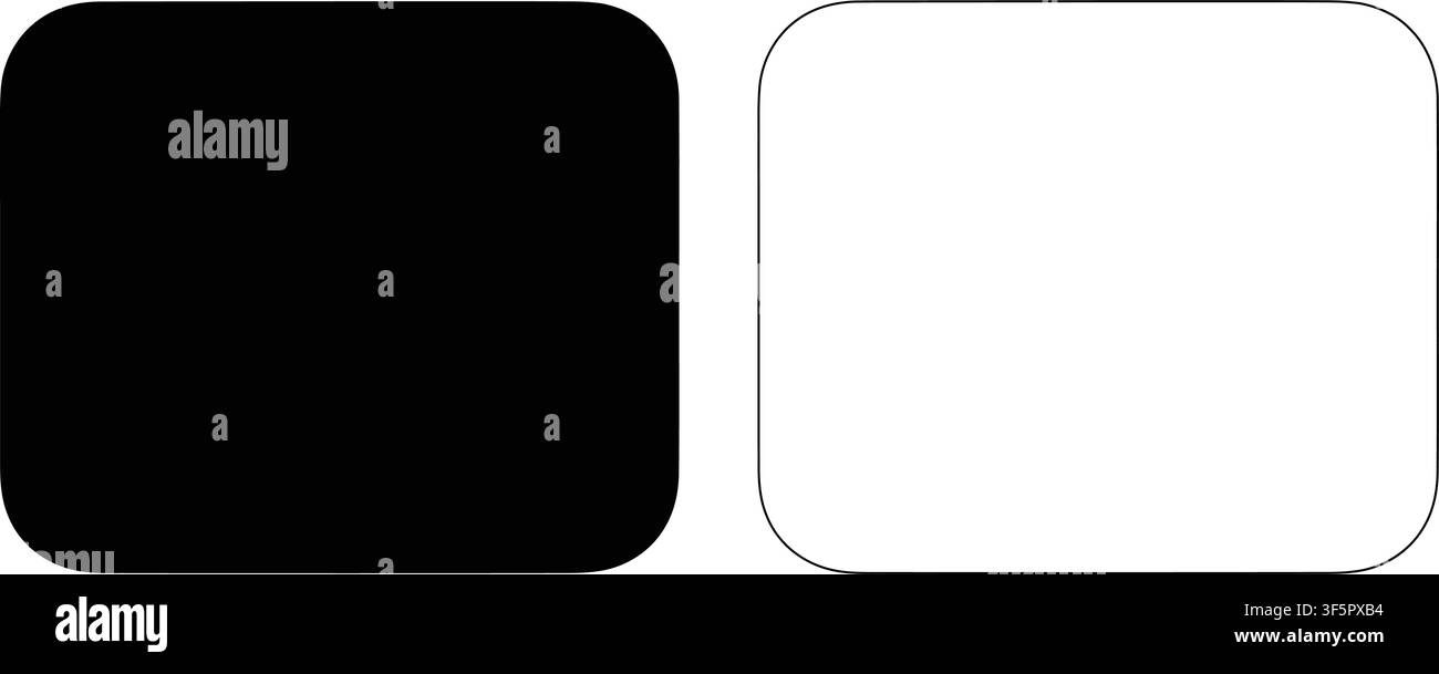 Minimalist graphic featuring a solid black and an outlined white rounded square shape, vector illustration Stock Vector