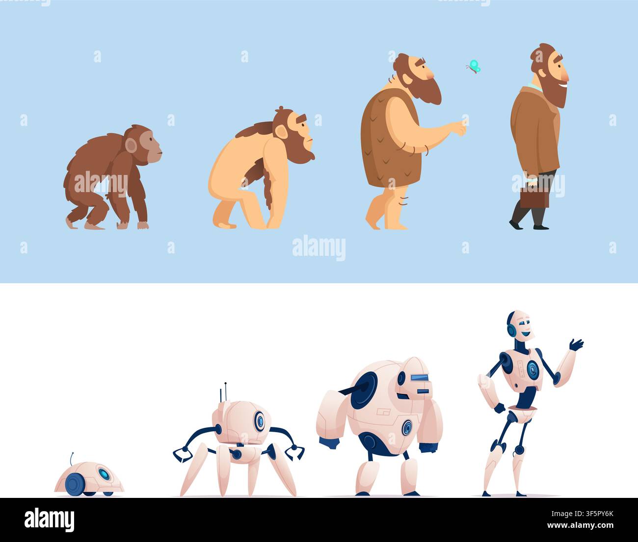 Evolution of man from ape to robot vector illustration Stock Vector