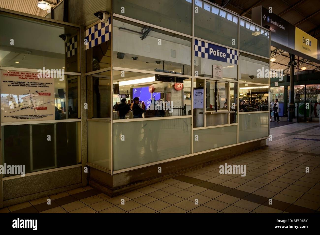 Melbourne, Australia - April 25, 2026: The Victoria Police office inside Flinders Street Station during Anzac Day commemorations in Melbourne. Stock Photo