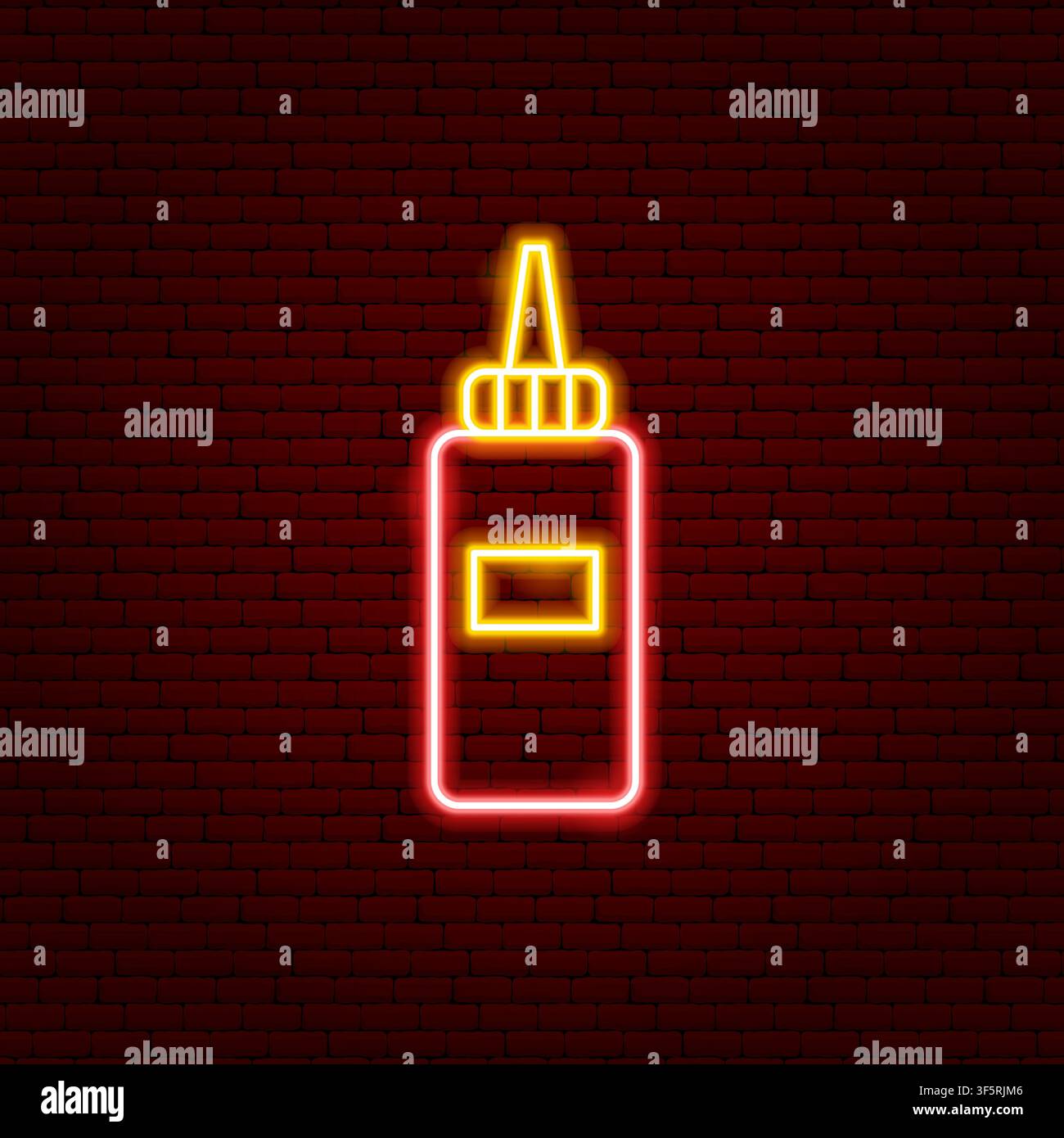 Ketchup Bottle Neon Sign Stock Vector