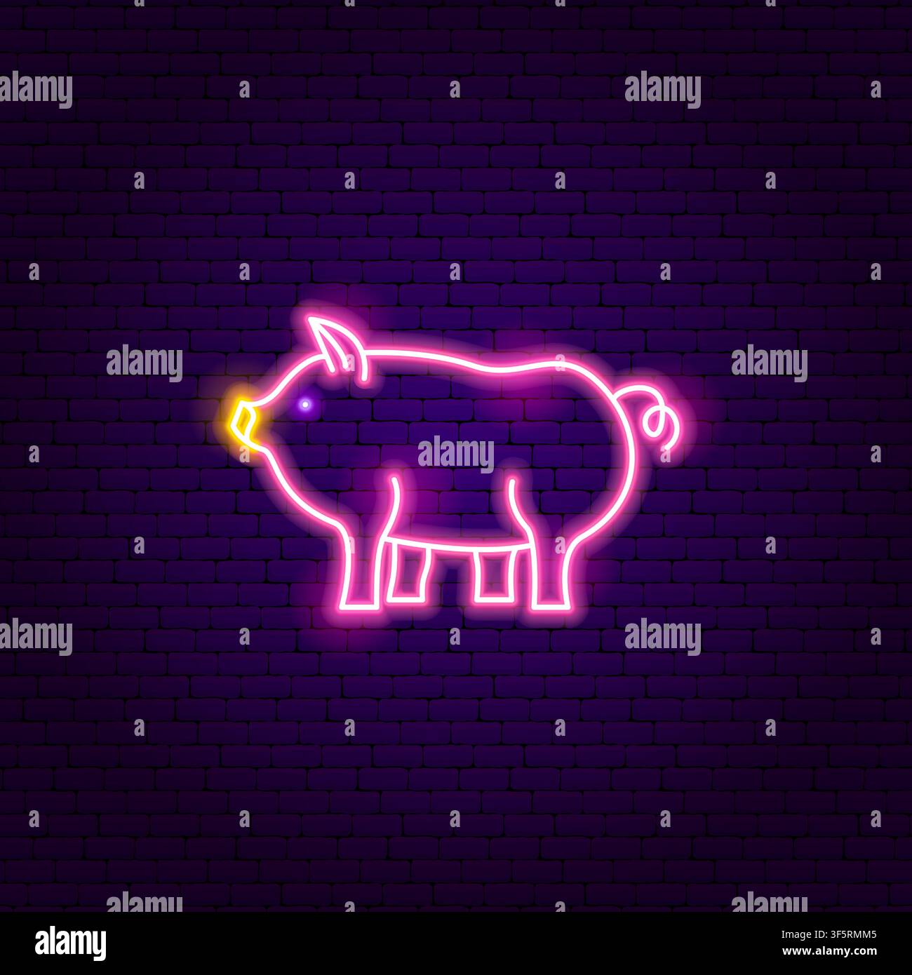 Pink Pig Neon Sign Stock Vector