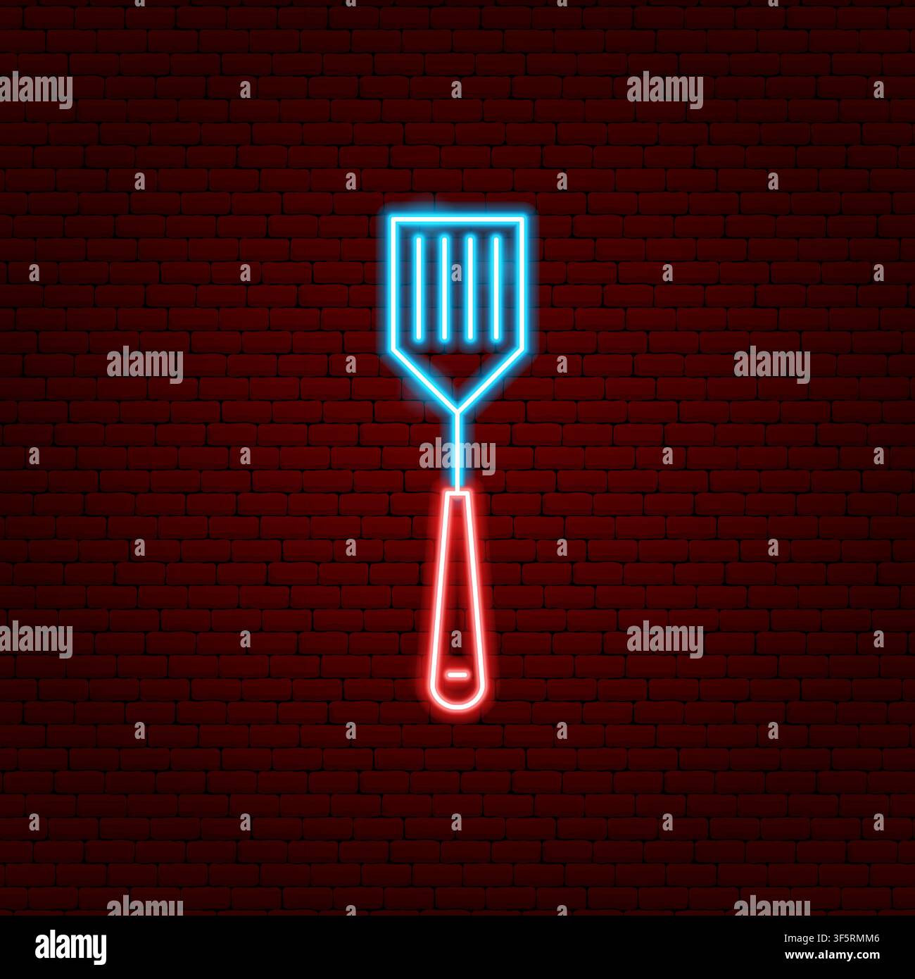 Turner Spatula Neon Sign Stock Vector