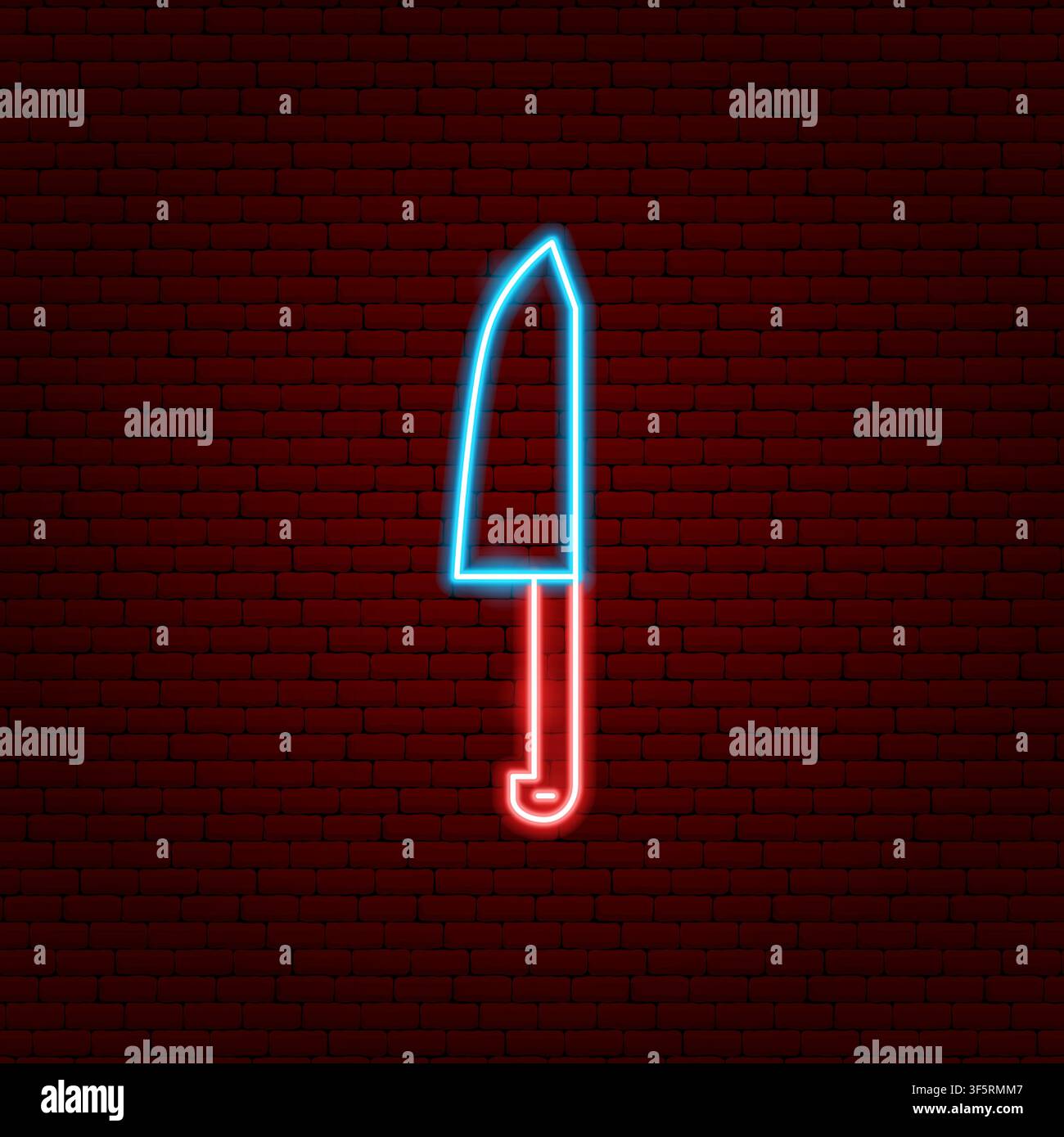 Chef Knife Cutlery Neon Sign Stock Vector