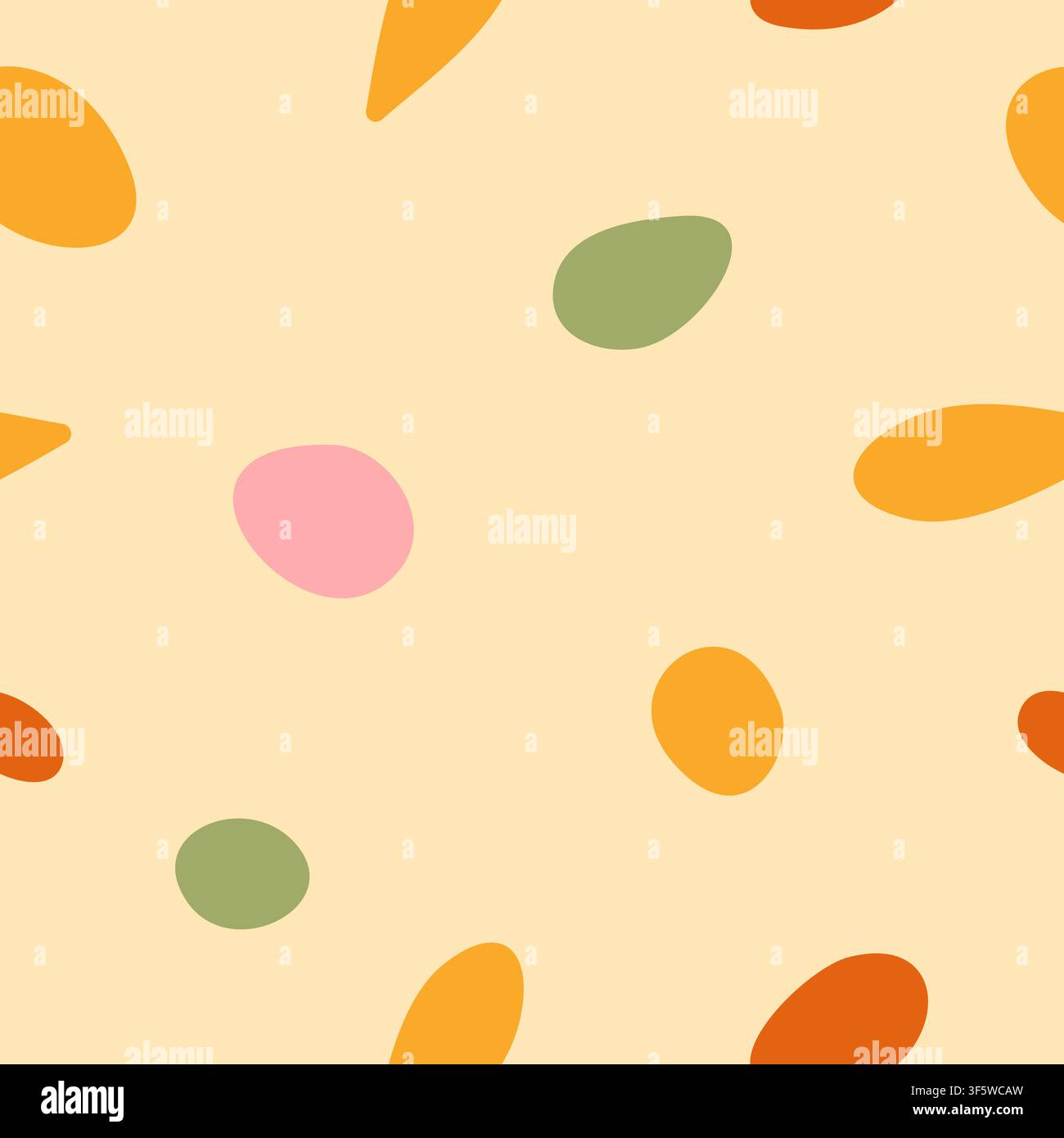 Organic seamless square pattern with color simple shapes. Stock Vector
