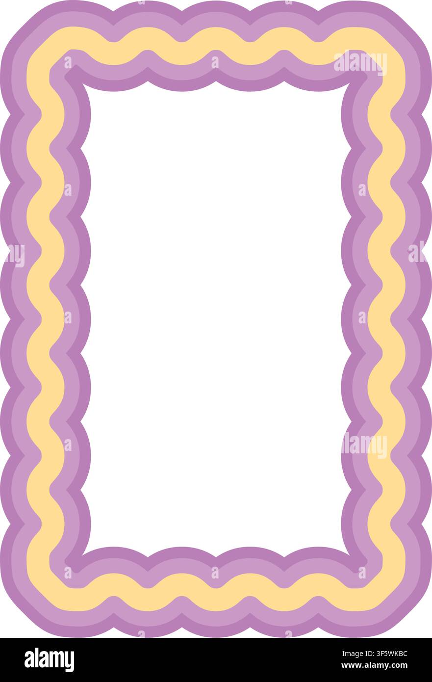 Layered Wavy Rectangle Frame Vector Illustration Decorative Double Border Abstract Rounded Shape Template Stock Vector