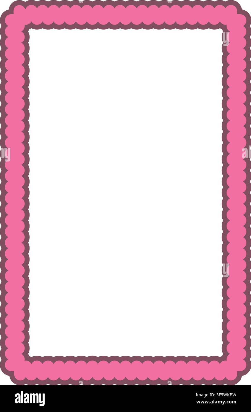 Dark Pink Rectangle Frame Vector Illustration Decorative Wavy Border Rounded Abstract Shape Graphic Element Stock Vector