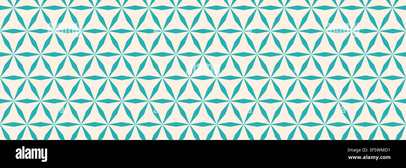 horizontal seamless teal sharp shape on beige for pattern and background. Stock Vector