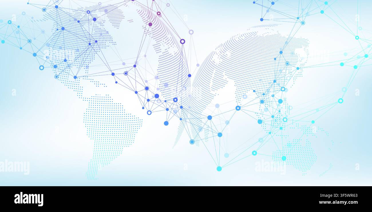 Global network connection concept. Social network communication in the global business. Big data visualization. Internet technology. Vector Stock Vector