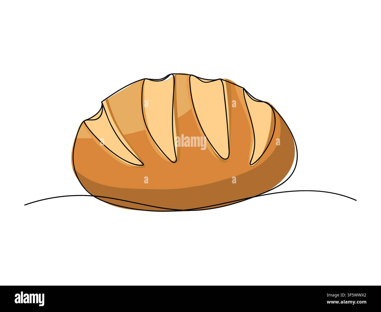 Continuous line drawing long loaf bread bakery icon vector illustration concept Stock Vector