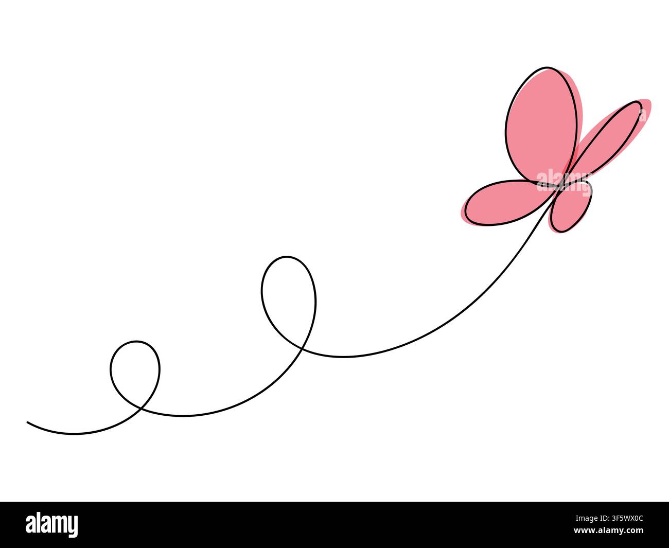 Butterfly flying in One continuous line drawing. Concept in simple linear style. Doodle vector illustration Stock Vector