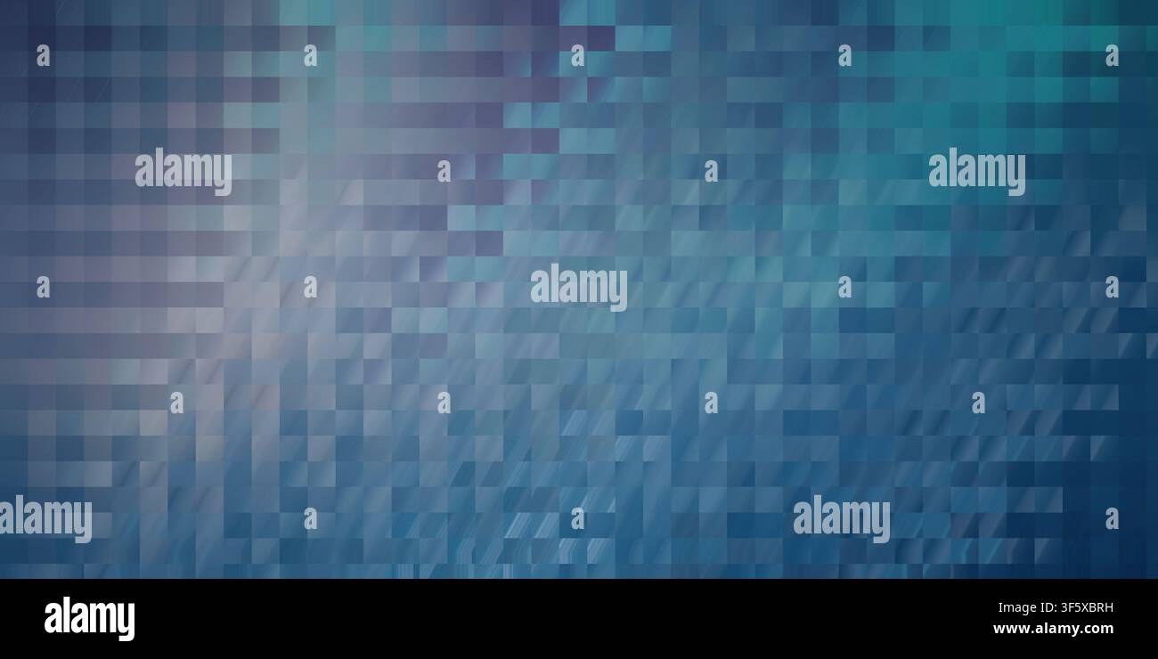An abstract digital background featuring a smooth gradient transition of blue and purple tones, organized in a structured pixelated grid pattern. Stock Photo