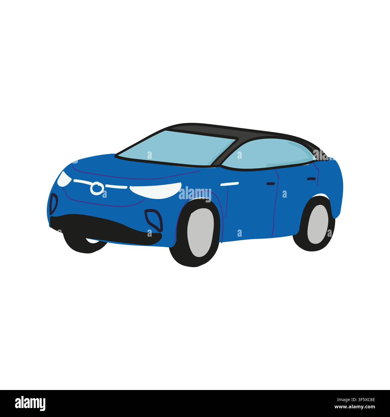 Flat cartoon icon blue car hi-res stock photography and images - Alamy