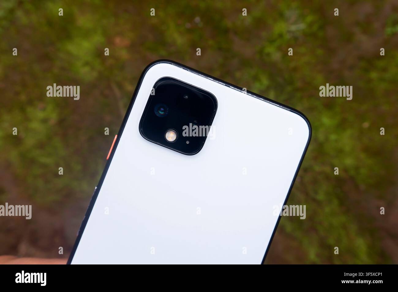 Close Up White Smartphone Camera Back View Stock Photo