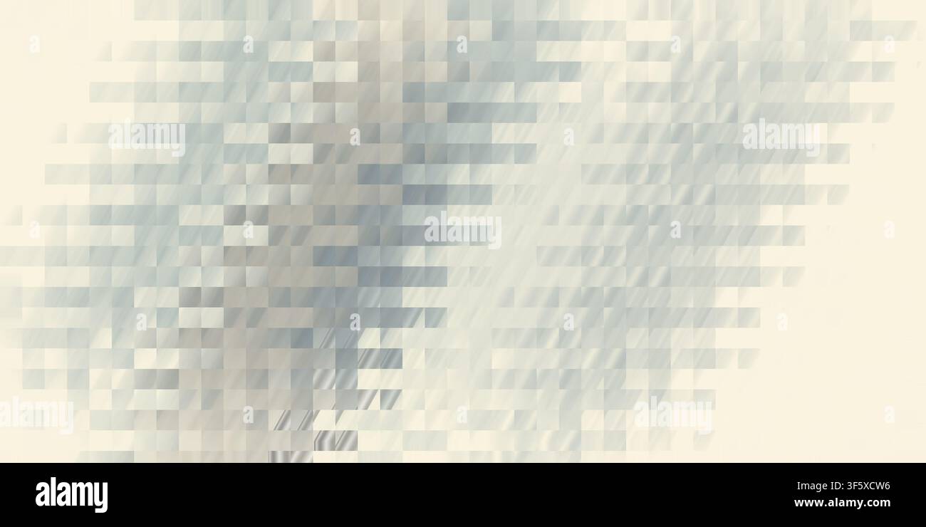 An abstract background featuring a grid of rectangular blocks in cool blue and grey tones, fading into a soft cream-colored background. Stock Photo