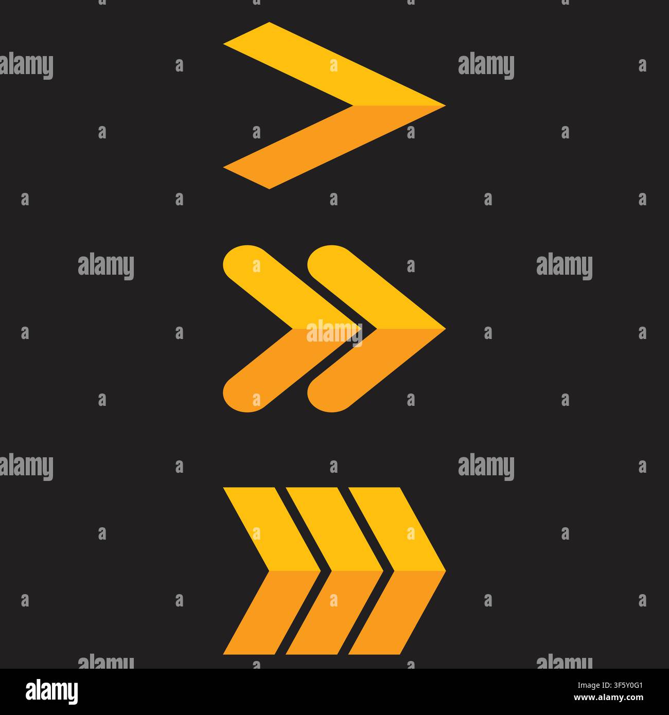 Modern Yellow Arrow Icon Set Flat Vector Collection with Directional Navigation Symbols Minimal Pointer Elements for User Interface Branding and Web D Stock Vector