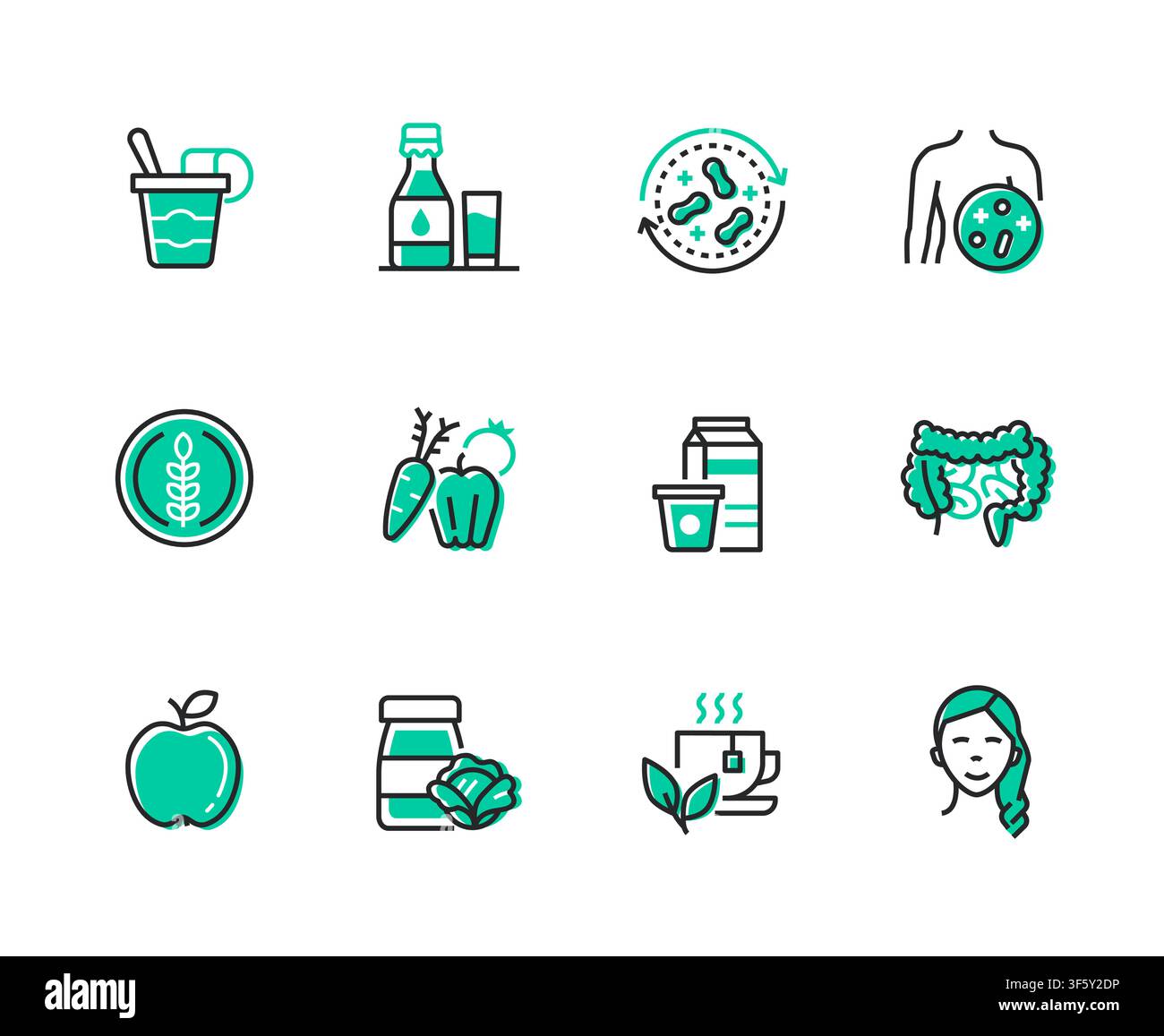 Healthy Eating Icons Set Stock Vector