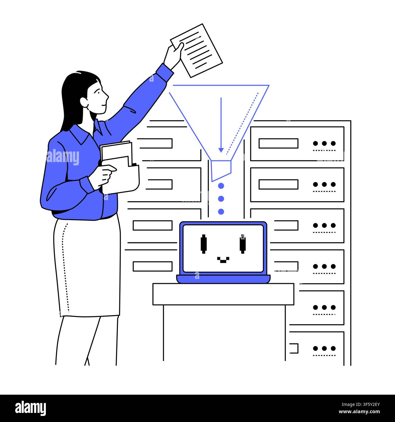 Computer Training System - Line Design Illustration Stock Vector