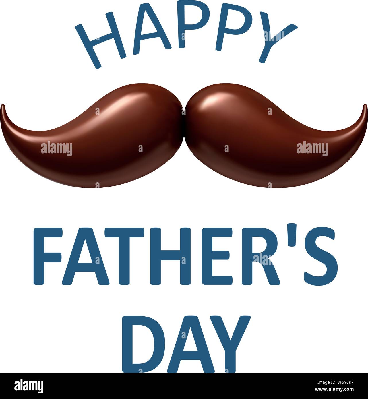 Happy Fathers Day typography design with realistic brown mustache on white background for greeting cards and banners Stock Vector