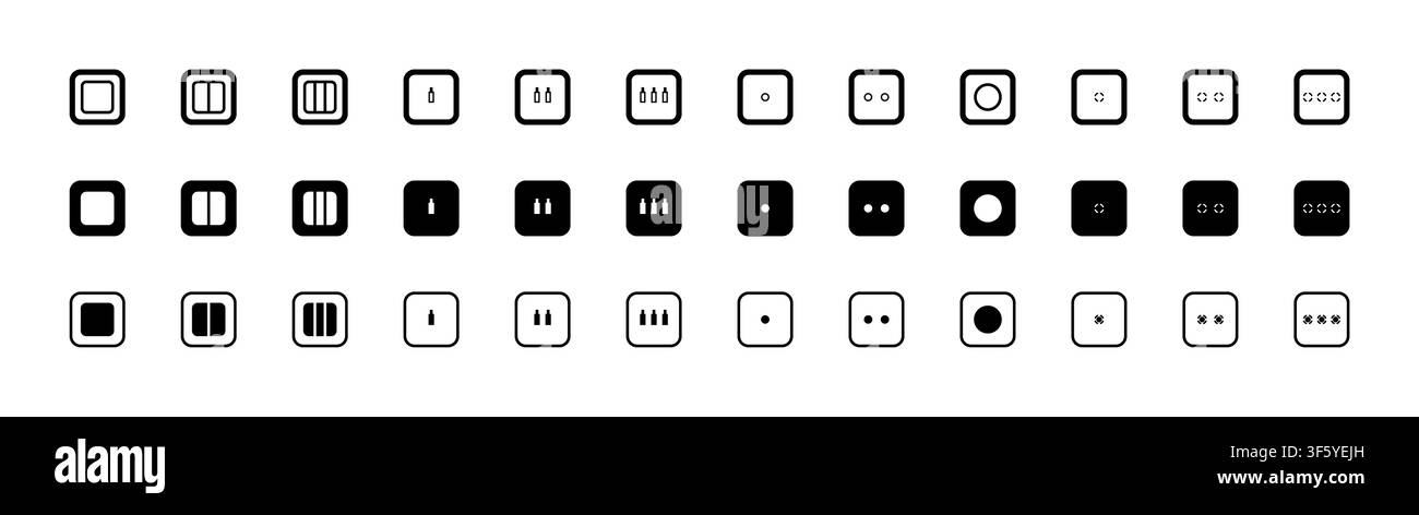 International Light Switch and Dimmer Vector Icon Pack Collection Stock Vector