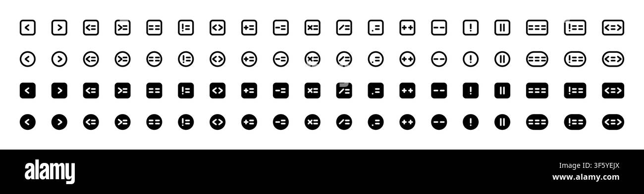 Programming and Logic Operators Vector Icon Collection Stock Vector