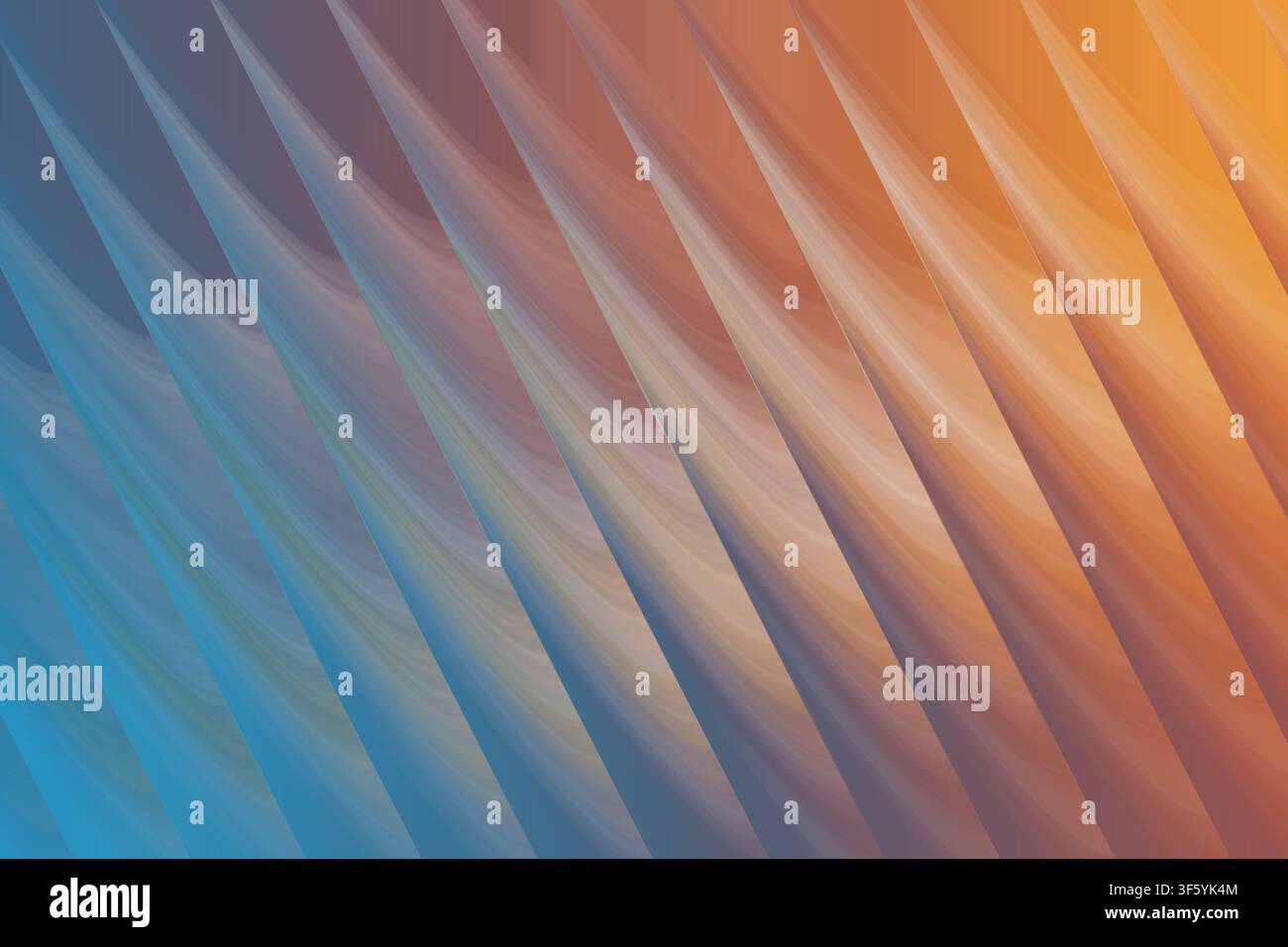 A vibrant abstract background with diagonal wave structures transitioning from blue to orange, creating a sleek and modern aesthetic. Stock Photo