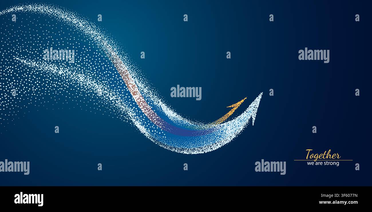 Abstract digital 3D growth arrows up on technology blue background. Stock Vector
