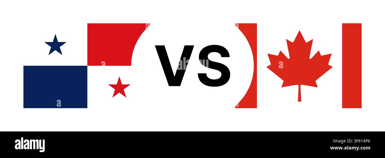 Panama vs Canada national flags competition banner background Stock Vector