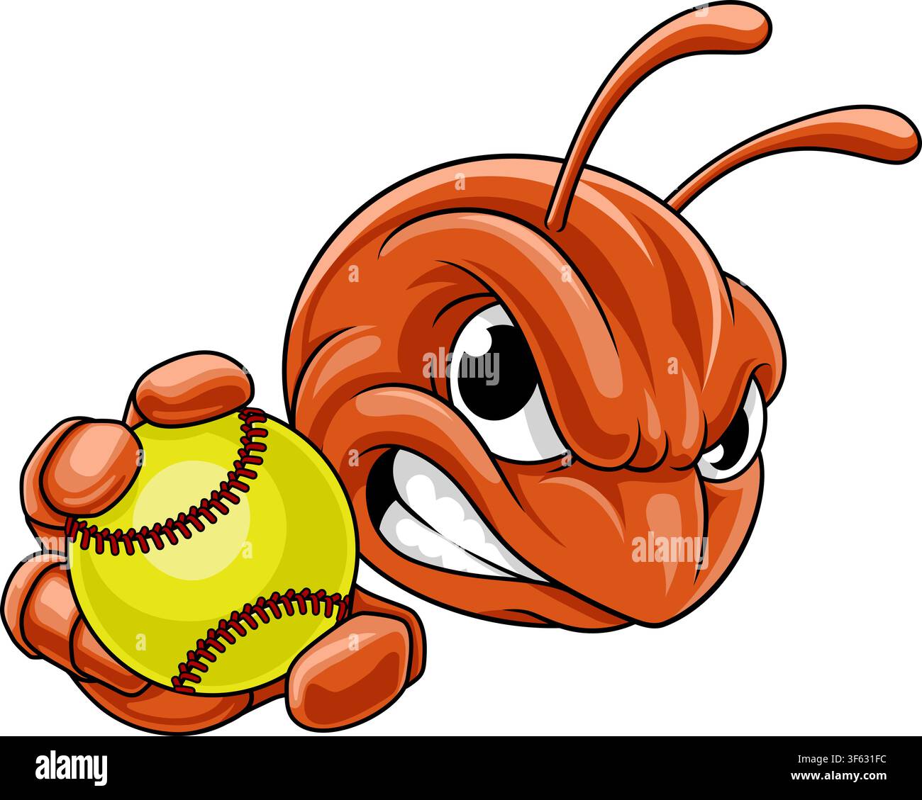 Ant Beetle or Bug Insect Softball Team Mascot Stock Vector
