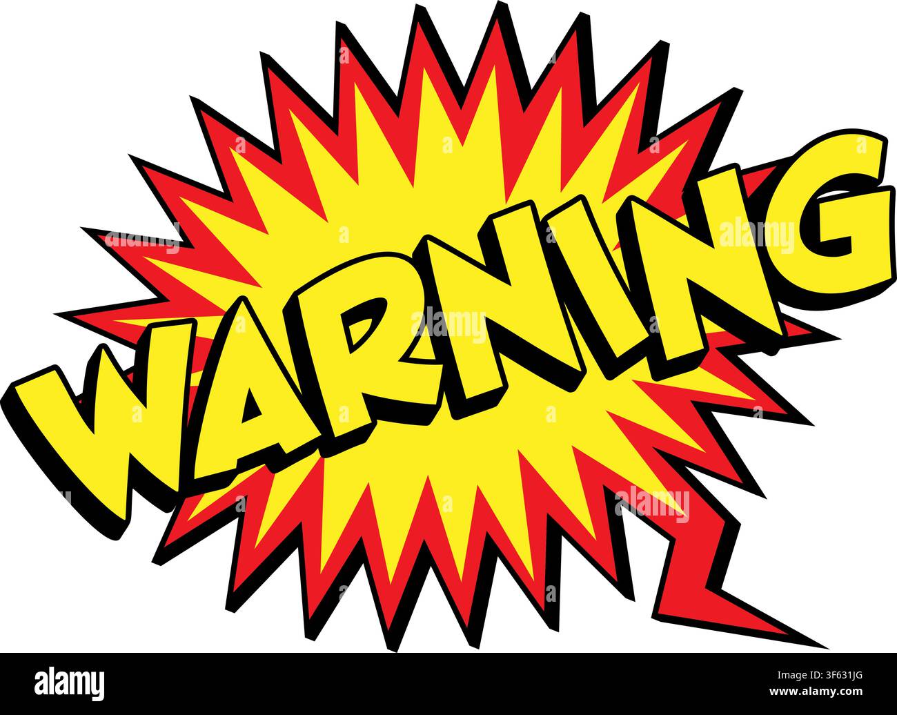 WARNING Comic Book Pop Art Starburst Speech Bubble Stock Vector